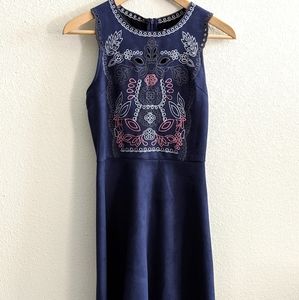 Salem Embroidered Faux Suede Dress
